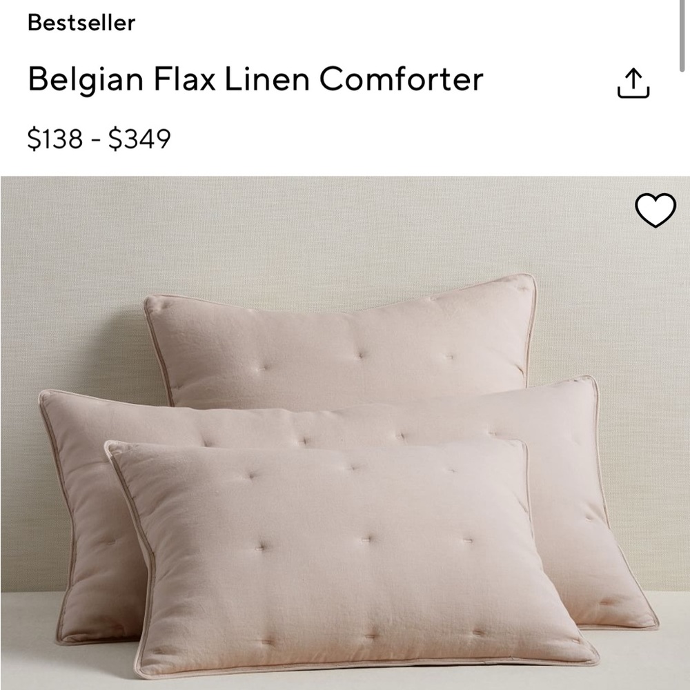 Pottery Barn Belgian Flax Linen Comforter Full/Queen in Smoky Quartz - Picture 3 of 7